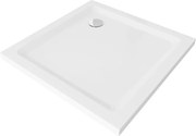 Mexen Flat négyzet alakú Slim zuhanytálca 90 x 90 cm, fehér, króm szifon - 40109090