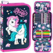 Egyszintes tolltartó - The unicorn shine - kiegészítőkkel