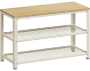 2 polcos Cipőtartós pad, 30 x 73 x 45 cm tölgy bézs és klasszikus fehér