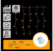 Aigostar kültéri LED karácsonyi fényfüzér 200 LED, 8 funkció, IP44, meleg fehér