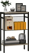 HOMCOM Keskeny 3-Szintes Oldalsó Asztal Ipari Stílusú, Nyitott Polcokkal és Acél Szerkezettel, Nappaliba és Hálószobába 43x18x62.5 cm Szürke | Aosom