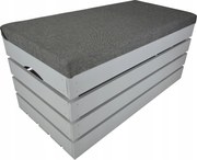 Nagy Láda Kárpitozott Puff Szürke Tároló