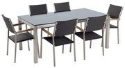 Kerti étkező szett Grosso (fekete) (üveglappal 180x90 cm) (rattan szék) (üveg). 1011749