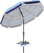 Outsunny strandernyő Ø198 cm UV30+ összehajtható asztallal és pohártartókkal, dönthető, állítható magasság, hordtáskával — többszínű/fekete | Aosom