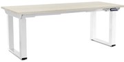 OfficeTech Strong állítható magasságú asztal 180 x 80 cm, fehér alap, fehér kőris