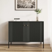 SOFT komód 104 cm, fekete, bordázott