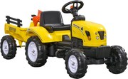 HOMCOM Pedál Traktor Pótkocsival - Gyermek Pedál Traktor Játék 3 Éves Kor Felett, Kültérre, Kertbe, Fém Sárga, 133 x 42 x 51 cm | Aosom