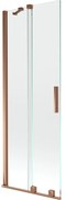 Mexen Velar, 2 szárnyas eltolható kádparaván 75 x 150 cm, 8mm átlátszó üveg, rózsaszín arany, 896-075-000-01-60