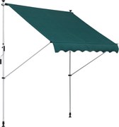 Outsunny Kézi Kihúzható Napernyő 2x1.5 m Kültéri Terasz Napernyő Állítható Magasságú Kéttengelyes Emelő 170-280 cm Fúrás Nélkül Erkélyhez Kerthez Zöld