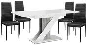 Maasix WGS Szürke-Magasfényű Fehér Z 4 személyes étkezőszett Fekete Coleta székekkel N