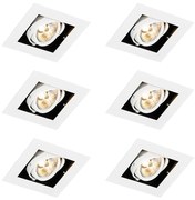 6 darab modern, fehér, állítható süllyesztett spotlámpa szett - Oneon 70