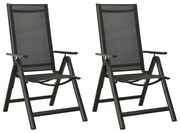 2 db fekete textilén és alumínium összecsukható kerti szék