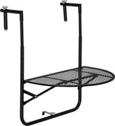 Outsunny Összecsukható Fém Teraszasztal Állítható Magassággal Rácsokhoz 3-11cm, Félkör alakú, 60x60x57-72cm, Fekete | Aosom