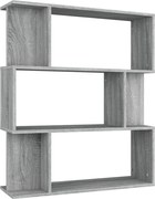 vidaXL szürke sonoma színű fa könyvszekrény/térelválasztó 80x24x96 cm
