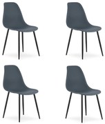 4 db pala szürke szék szett OSAKA fekete lábbal