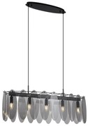 Design függőlámpa fekete füstüveggel ovális 5-lámpás - Mochan