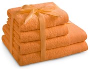 Narancssárga frottír pamut törölköző és fürdőlepedő készlet 4 db-os Amari – Restilo
