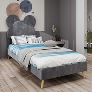 Kárpitozott ágy Franciaágy gyerekágy 140x200cm szürke