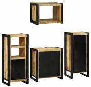 Fürdőszoba bútor szett tárolóval 4 pcs Barna Tömör Mangófát