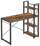 SOLEA barna/fekete íróasztal polcokkal