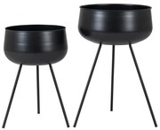 Ardola Virágcserepek, acél, fekete, 2db