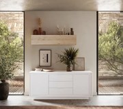 SKY 2.0 komód 2 ajtóval és 3 fiókkal, fehér matt lakkozott vázzal és előlapokkal