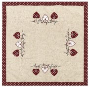 Szívecske abrosz, pöttyös, piros, 85 x 85 cm