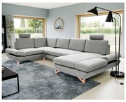 AVESTA kárpitozott U-alakú sarok ülőgarnitúra, ággyá nyitható, tárolóval, szürke