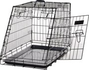 PawHut Nagy Méretű Kutya Szállító Ketrec 77L x 47W x 55H cm Fekete Fém | Aosom