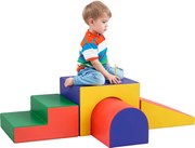 HOMCOM 4 darabos Hab Foam Építőelem Gyermekeknek - Puha Építőblokkok Mászó Játékblokk Tömör Szivacs Építőelemek Szett Babáknak és Kisgyermekeknek, Pir