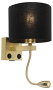 Art Deco fali lámpa arany USB-vel és fekete árnyékolóval - Brescia