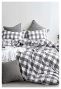 Fehér-szürke kétszemélyes-hosszabbított pamut ágyneműhuzat lepedővel 200x220 cm – Mila Home