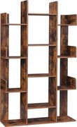 Könyvespolc, fa alakú könyvespolc 13 tároló polccal, 86 x 25 x 140 cm