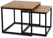 Modern dohányzóasztal szett CARMI, arany tölggyel és fekete vázzal