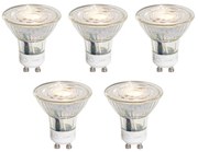 5 darabos GU10 50 mm-es, 3 lépésben dimmelhető Kelvin LED izzókészlet, átlátszó, 4,9 W, 450 lm, 2000-2700 K