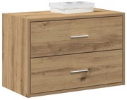 kézműves tölgy színű szerelt fa szekrény 2 fiókkal 60x31x40 cm