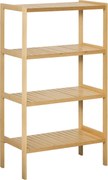 HOMCOM 4-szintes bambusz polc - Iroda, tárolás, könyvespolc, konyhapolc, fürdőszoba polc, nappali, hálószoba - Természetes bambusz 62 x 33 x 112 cm |