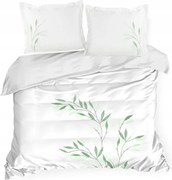 Szatén ágyneműhuzat Hímzés 160x200 Eurofirany fehér hímzett zöld gallyak