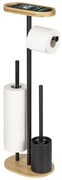Fekete-natúr színű acél WC-papír tartó állvány WC-kefével Pomarolo – Wenko