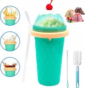 Zöld Slushy Fagylaltkészítő Bögre Sorbet Gránit 350ML Kanál+szalma