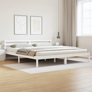 Ágykeret fejtámlával Fehér 210 x 180 cm Tömör fenyőfa