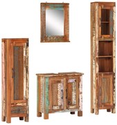 4 részes tömör újrahasznosított fa fürdőszobai bútorszett