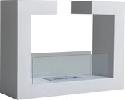 HOMCOM Asztali Bioetanol Kandalló 2000W Rozsdamentes Acélból, Szagtalan Üveggel 78 x 25 x 58 cm Fehér | Aosom