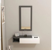 Fali polc + fali tükör VIEN fehér/antracit