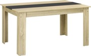 HOMCOM Étkezőasztal Konyhai Asztal 6 Személyre, Skandináv Stílusban, Természetes Fa és Fekete, 140L x 90W x 75H cm | Aosom