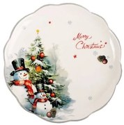 Hóemberes karácsonyi kerámia tányér kínálótál - 25x3 cm