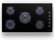 Klarstein Goldflame 5, gáz főzőlap, önálló, 5 égő, oldalsó vezérlés, gáz/propán, üvegkerámia, fekete