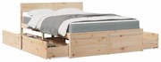 tömör fenyőfa ágy fiókokkal és matraccal 120 x 190 cm