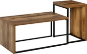 HOMCOM 2 db-os Kávézóasztal Fém Lábakkal Ipari Stílusban 90x48x42 cm és 59x42x36 cm Rusztikus Barna | Aosom