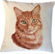 Gobelin párnahuzat 45 x 45 cm vörös macskával